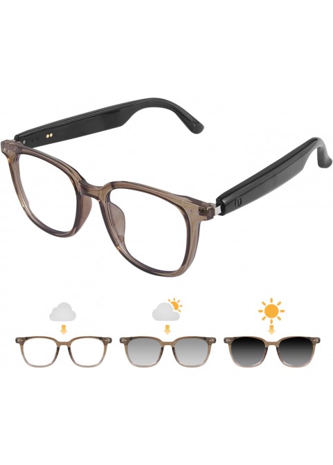 Bluetooth Smart Glasses – Music, Calls & Blue Light Protection-Brown