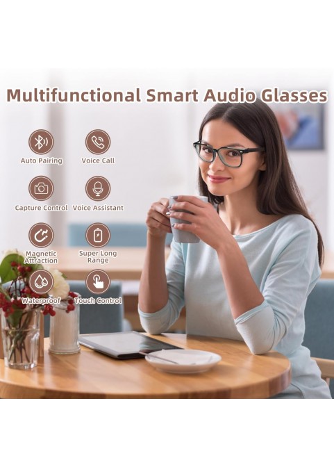Bluetooth Smart Glasses – Music, Calls & Blue Light Protection-Photochromic Clear Version
