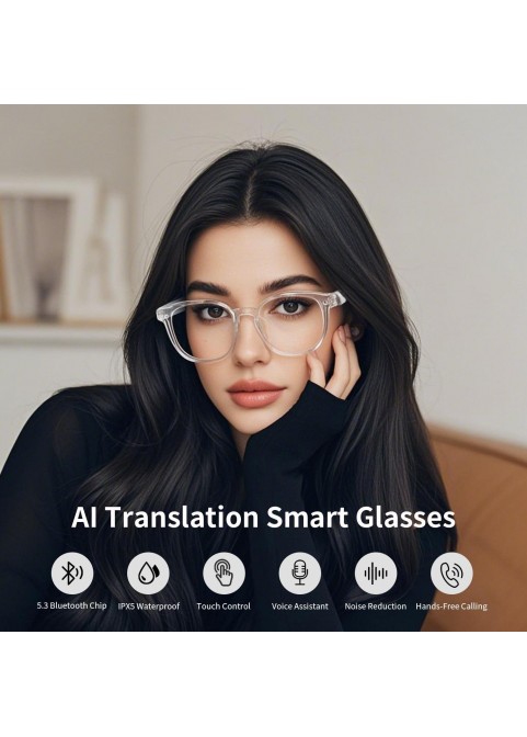Bluetooth Smart Glasses – Music, Calls & Blue Light Protection-Blue