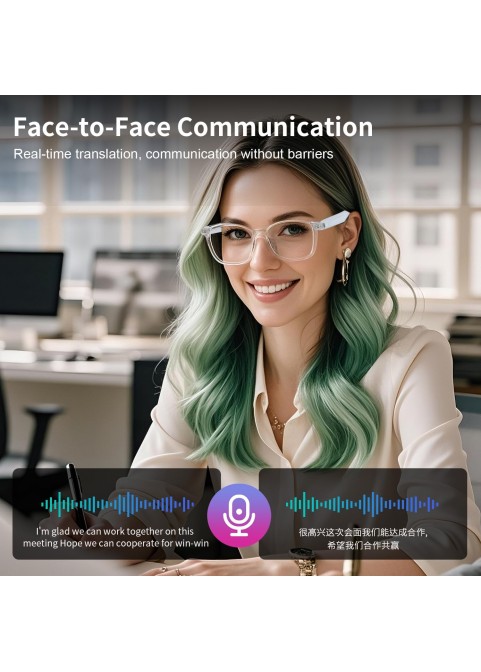 Bluetooth Smart Glasses – Music, Calls & Blue Light Protection-Blue