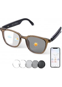 Bluetooth Smart Glasses – Music, Calls & Blue Light Protection-Brown Black