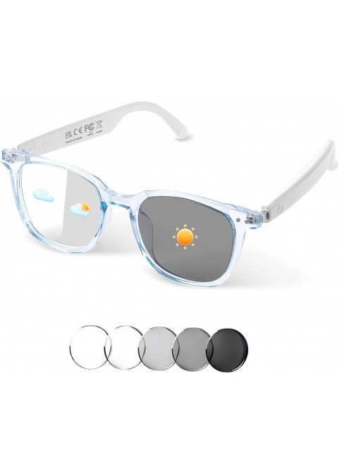Bluetooth Smart Glasses – Music, Calls & Blue Light Protection-Baby Blue